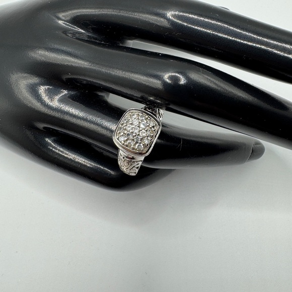 Vintage-Style Sterling Silver Ring with Pave Setting - Size 7 - Picture 8 of 16